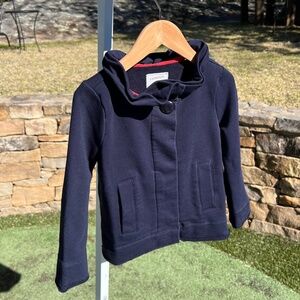 CrewCuts Girls' Navy Coat with Ruffled Collar